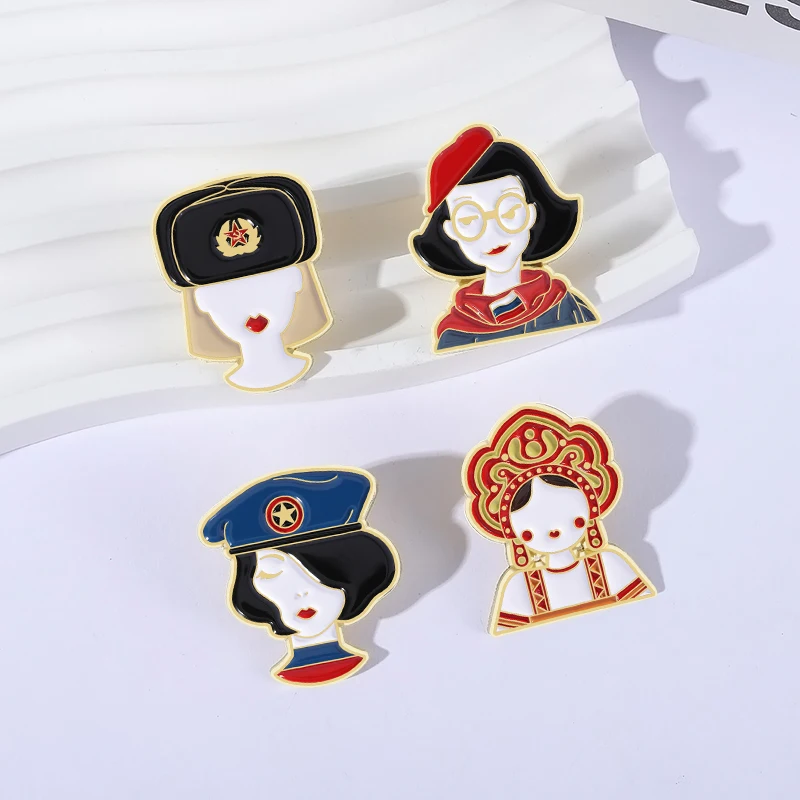 Russische Bräuche und Traditionen Emaille-Anstecknadeln Russische Matroschka & Katze Retro Kokoshnik Souvenir Brosche Reversnadel Schmuck Geschenk – Detail 20
