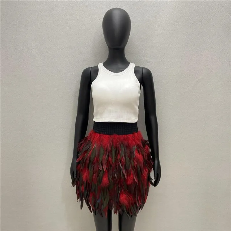 

Faionable Feather f Skirt Women's ort Skirt Colors Masquerade Ball Gown Sli Skirt Cross-Border Ss