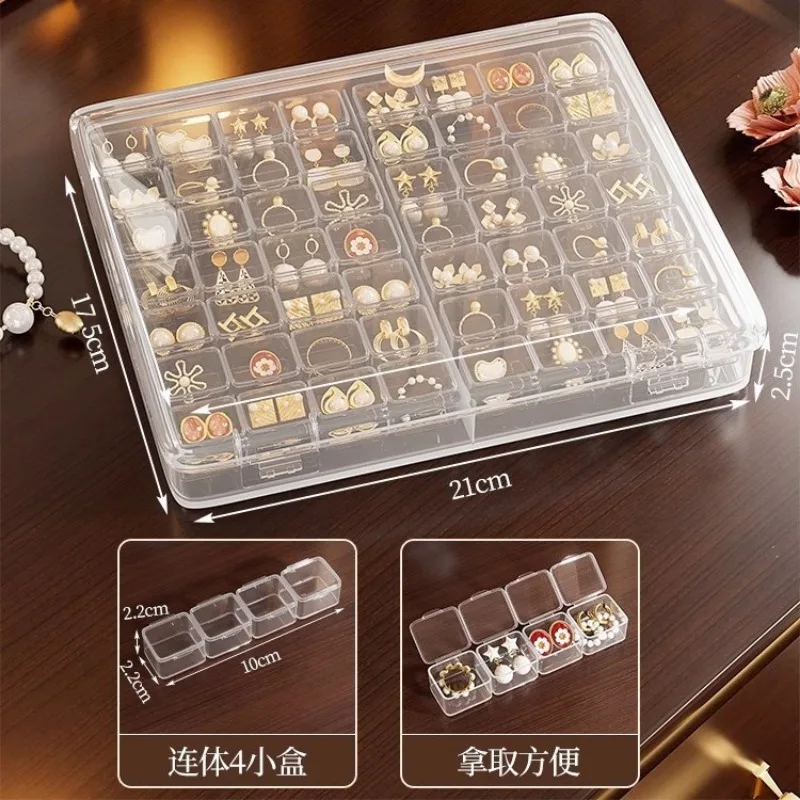 Transparent Jewelry Box, 1PC 28/56 Multi-Compartment Storage Box Dust-Proof Earring Necklace Hand Ring Delicate Jewelry Box