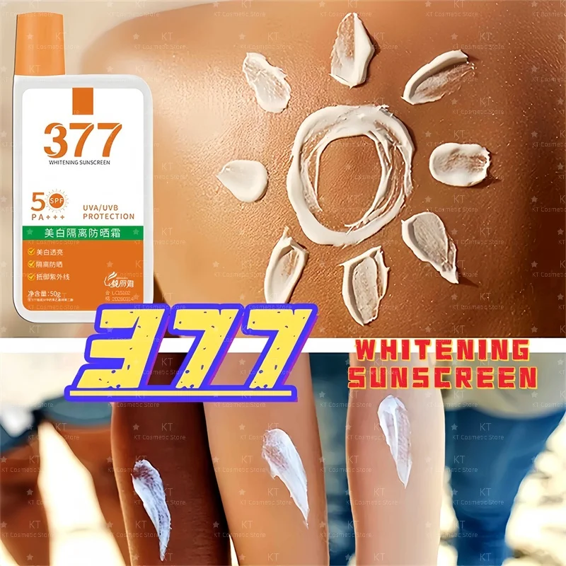 

377 Whitening Sunscreen SPF 50+ UVA UVB Protection Long-Lasting Face Body Sun Block Prevent Sunburn Lotion Moisturizer Skin Care