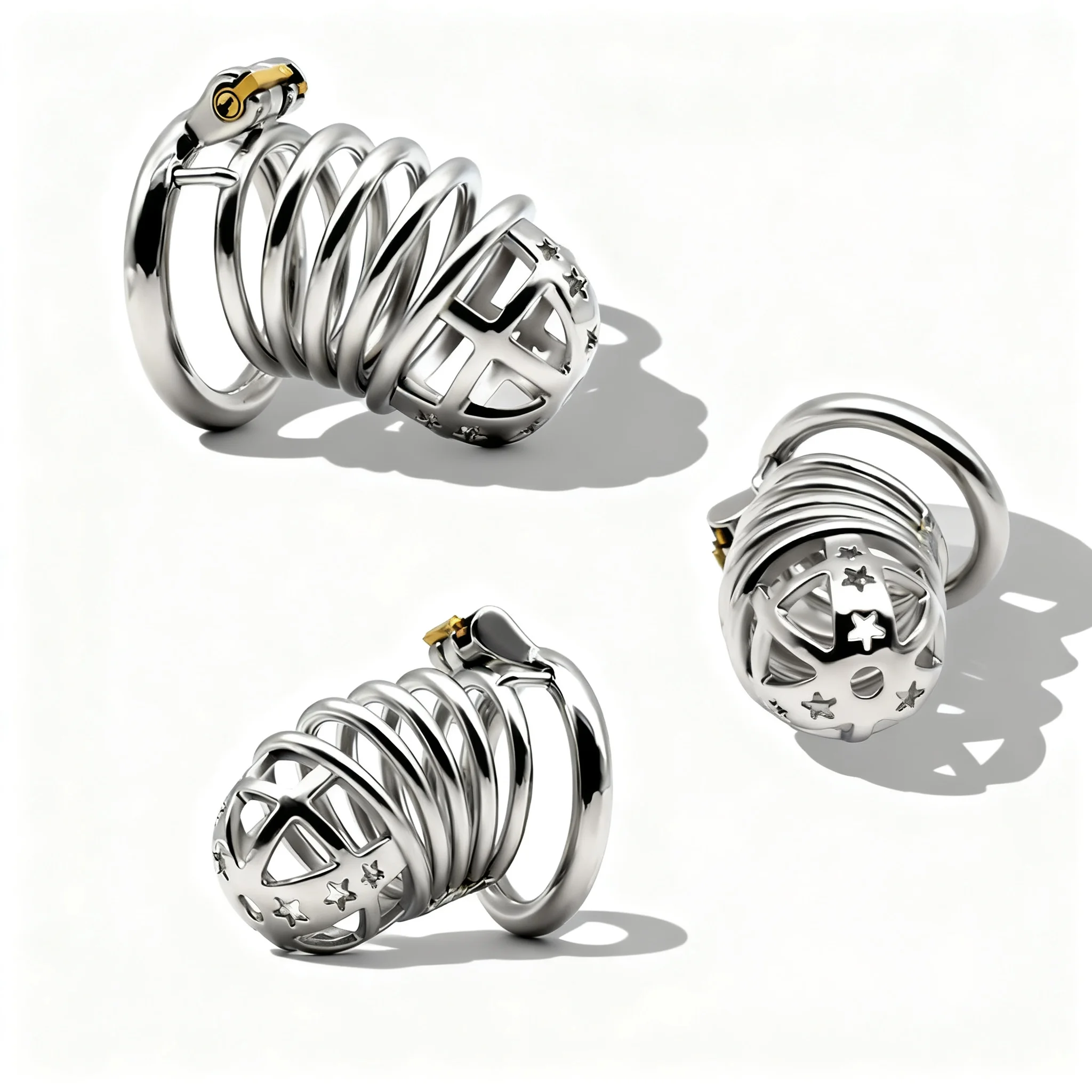 SXM Chastity Device Stainless Steel Penis Cage Male Extreme Penis Cuffs Locked In Metal Cock Cage Men's Sex Toys