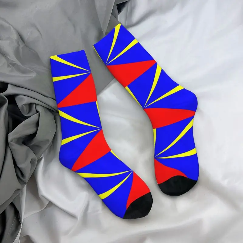 974 Reunion Island Flag Dress Socks for Men Women Warm Fashion Reunionese Proud Crew Socks