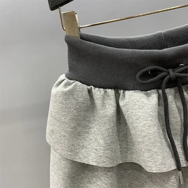 Y2k gâteau Mini jupe femmes 2025 printemps été cordon taille élastique a-ligne jupes moelleuses mode douce Faldas Mujer