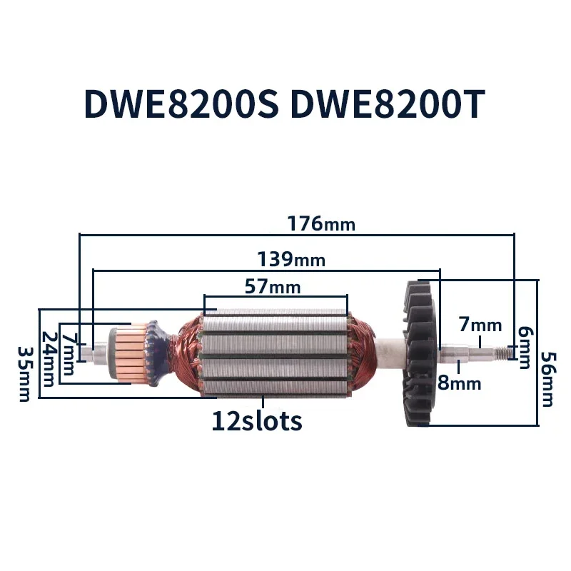 

DWE8200T Armature Rotor Accessories for Dewalt DWE8200T DWE8200S Angle Grinder Armature Rotor Anchor Replacement