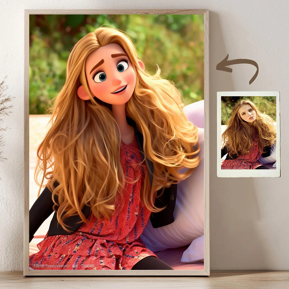 Custom Cartoon Style Portrait from Photo Personalized Cartoon Christmas Gift for Couples Family Kids - Unique Wall Art Poster image 3