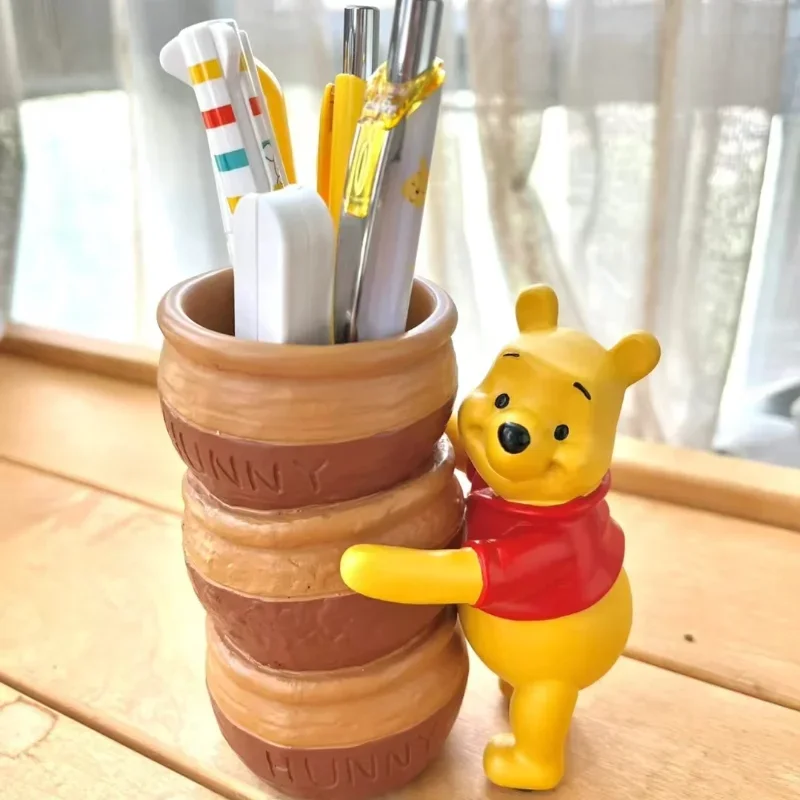 

Disney Winnie The Pooh Pen Holder Sealed Jar Desktop Model Home Decoration Cartoon Resin Storage Party Children Birthday Gift