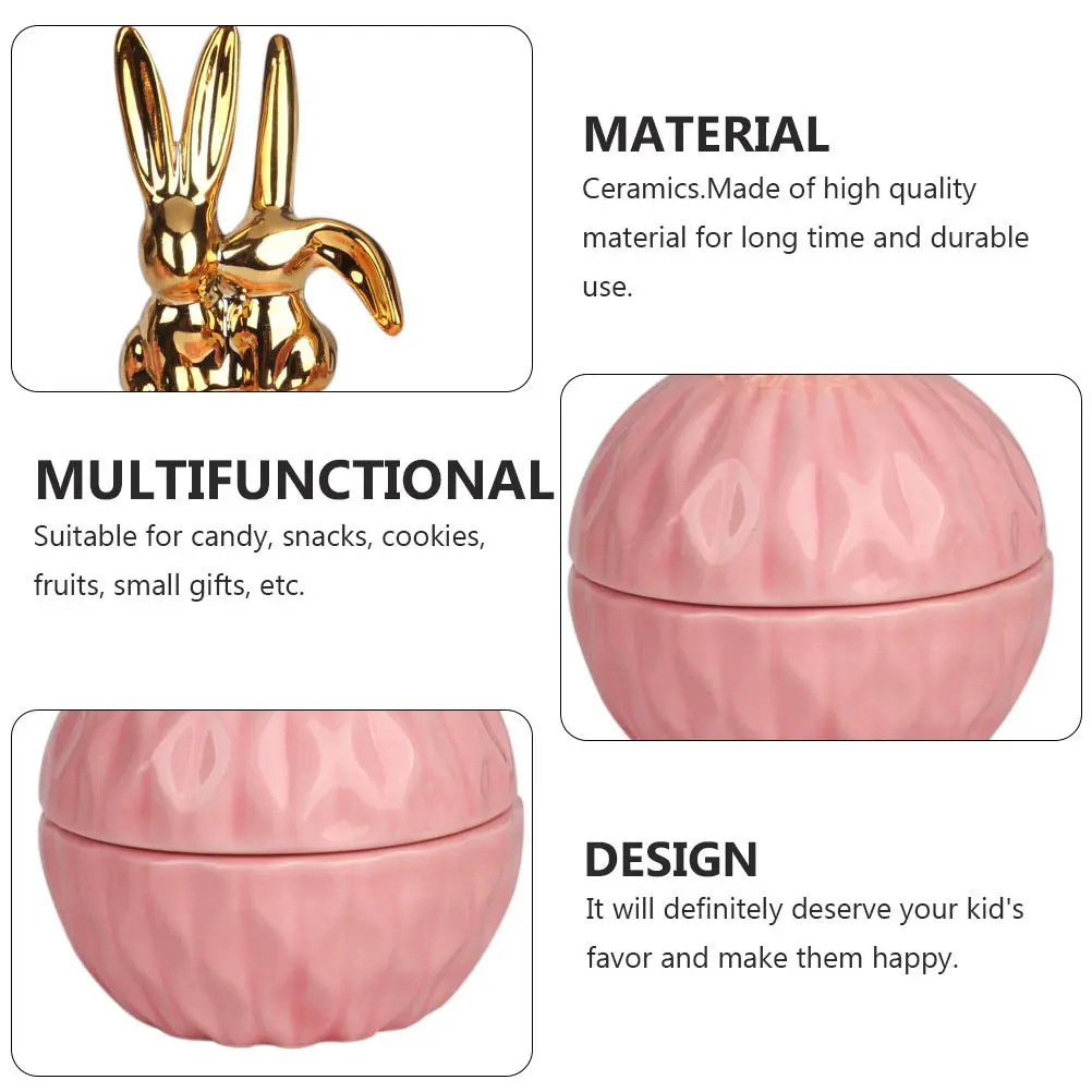 Ceramic Ring Jewelry Box Pink Candy Container Creative Storage for Candy Snacks Gift Bottle Party Decor
