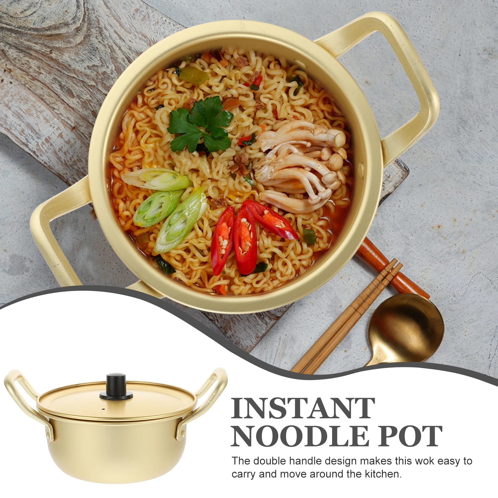

Korean Ramen Pot Soup Lidded Cooking Utensils Household Aluminum Instant Noodles Cooker Kitchen Stockpot Clean