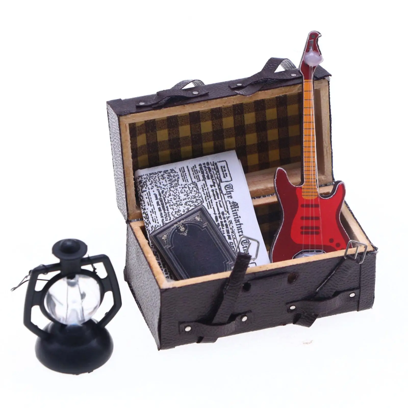 Mini mala para casa de bonecas, móveis para casa de bonecas, acessórios para casa de bonecas em escala 1/12, caixa de bagagem para adereços fotográficos de casa de bonecas