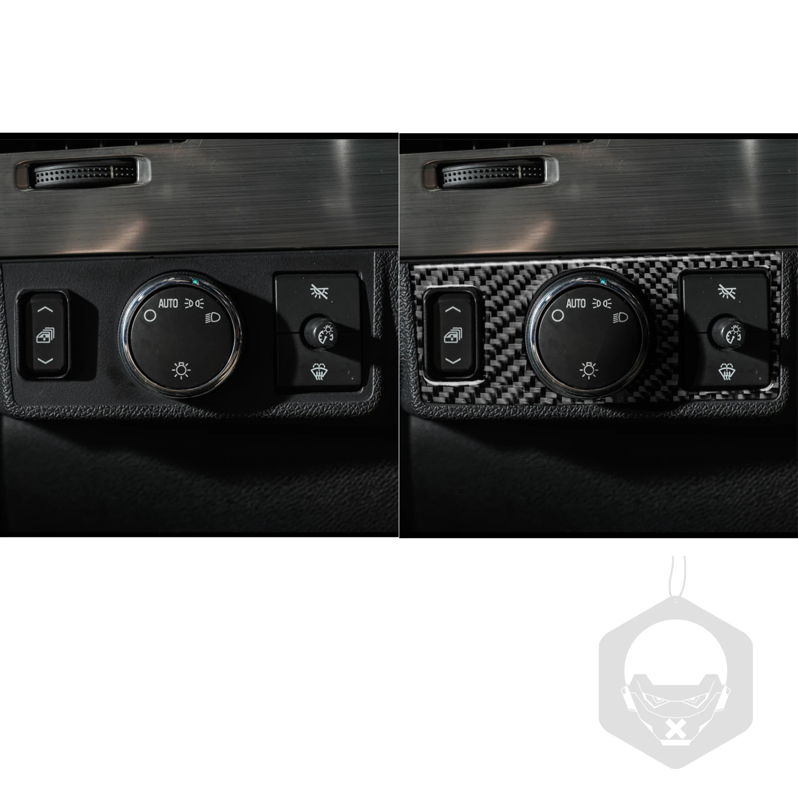 Carbon Fiber Front Lamp Control Headlight Switch Panel Decals For Hummer H2 2008—2009 Interior Cover Trim Sticker Modification