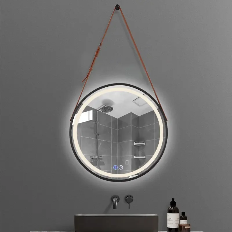 Spot Nordic simple demisting bathroom mirror wall-mounted punch-free cosmetic mirror washing and dressing mirror luxury bathroom