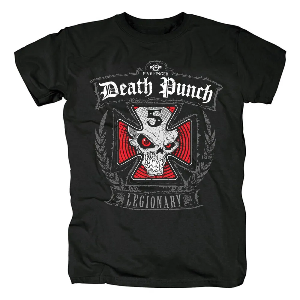 Five Finger Death Punch - Heavy Metal Skull Print T-Shirt Short Sleeve