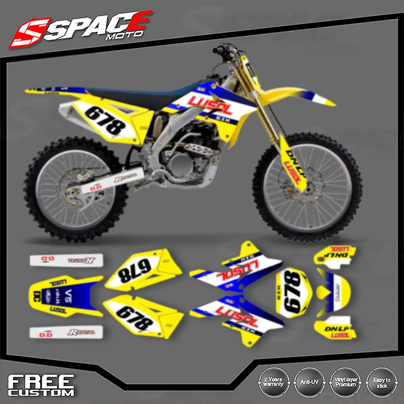 الفضاء مخصص للدراجات النارية الرسومات خلفية مائي لسوزوكي RMZ250 2007 2008 2009 الشارات ملصقات أطقم 005