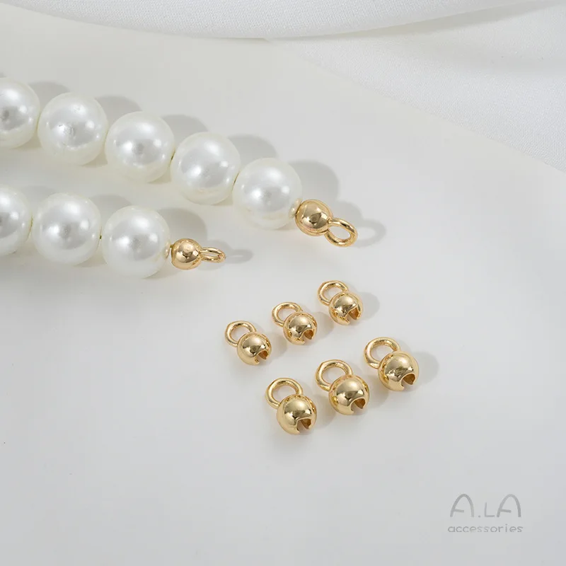14K Gold-plated Bean Buckle Bag Buckle Pearl Chain Thread Knot Ending Bud Buckle DIY Jewelry Connection Accessories