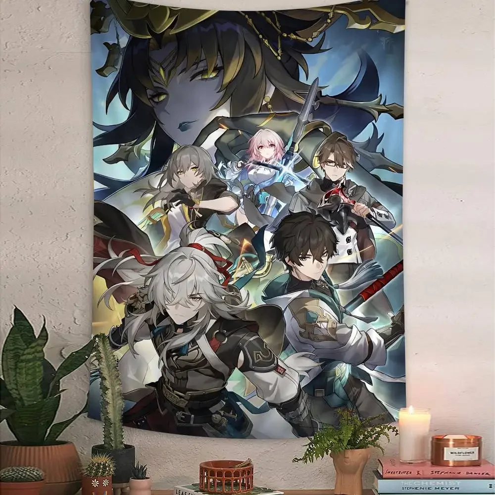 Anime Honkai Star Rail Tapestry Art Printing Japanese Wall Tapestry Anime Wall Hanging Home Decor