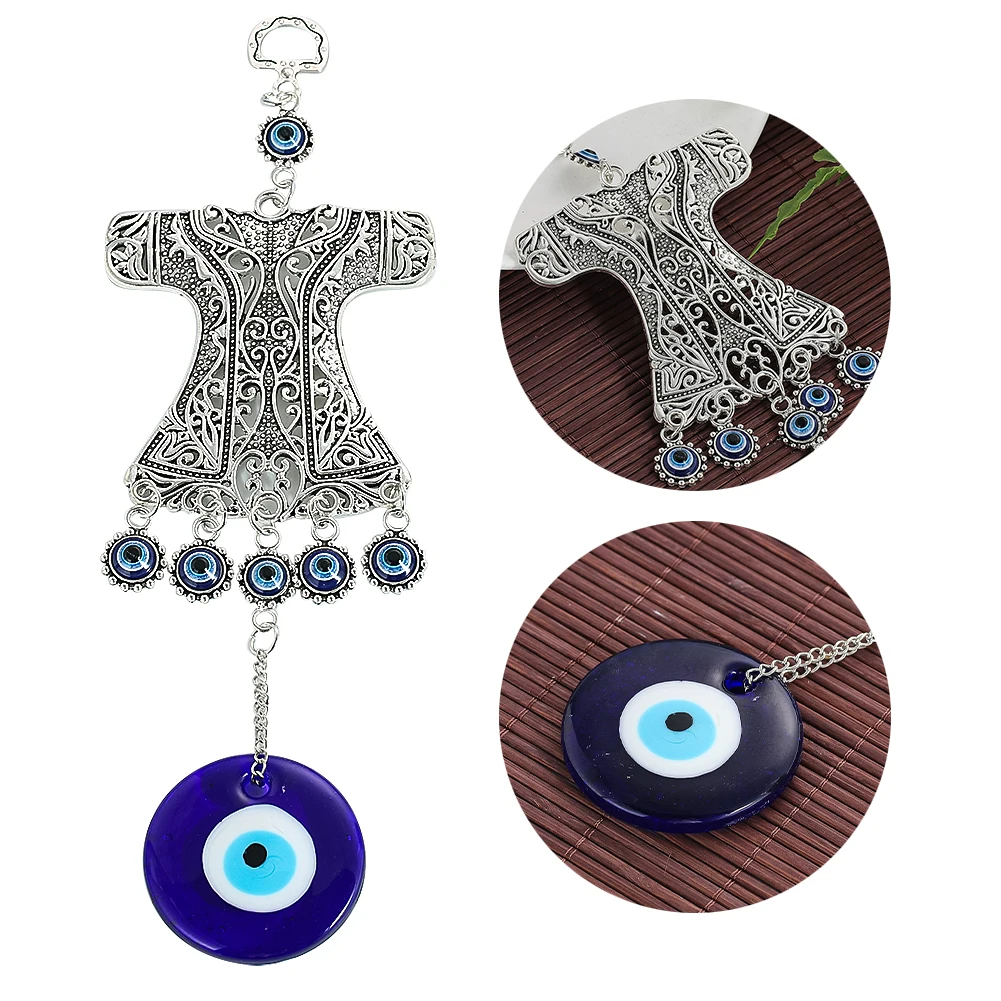 Lucky Blue Evil Eye Clothes Pendant Alloy Glass Keychain Turkish Amulet Mascot Home Wall Hanging Decor Auspicious Jewelry Gift