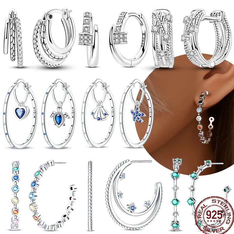 

Новый продукт, серия из стерлингового серебра 925 пробы с синим цирконом для женщин, простые серьги 2024, трендовые модные украшения, подарок на день рождения