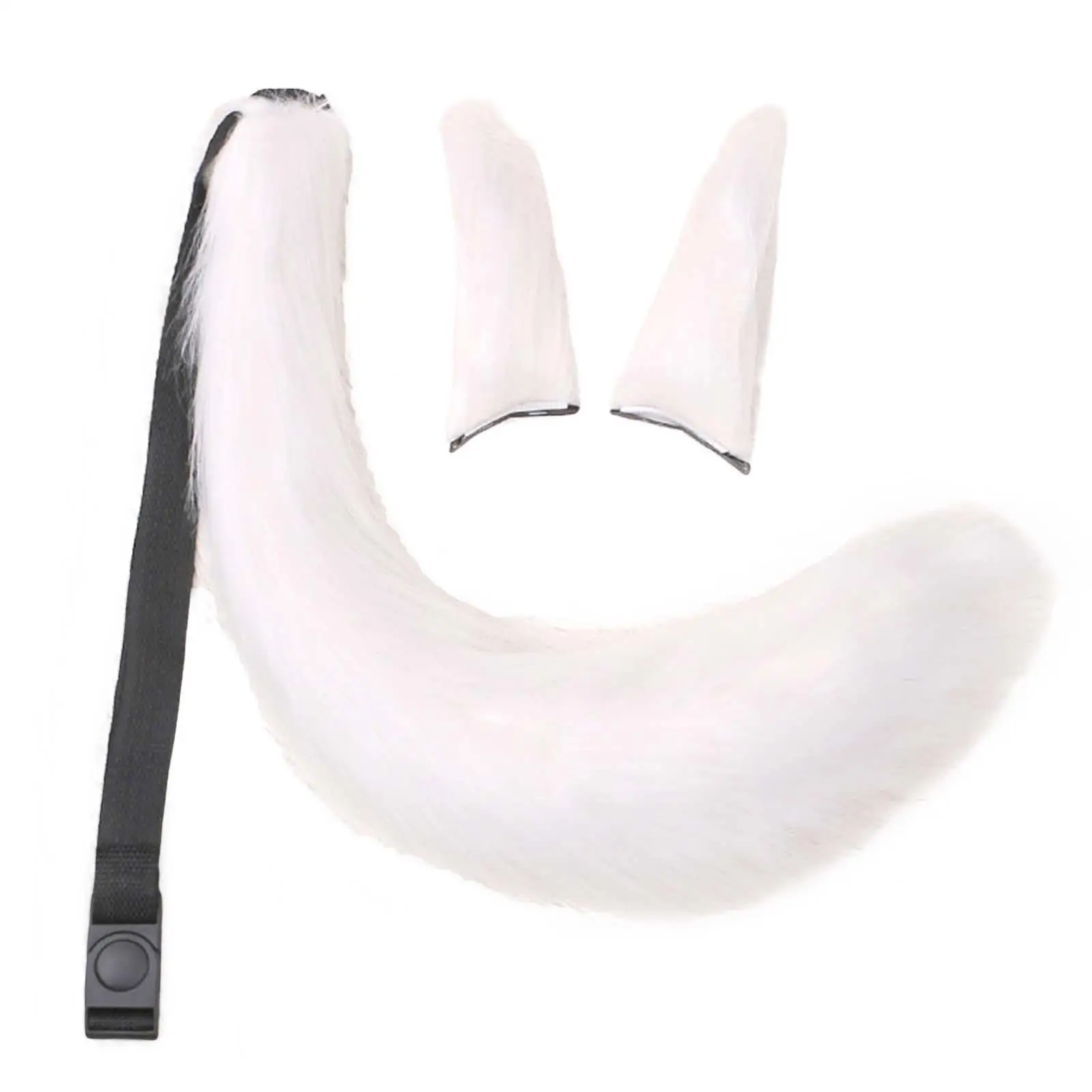 

3Pcs Plush Ears and Tail Set Costume Headband Furry Long Tail for Fancy Prop Role Play Party