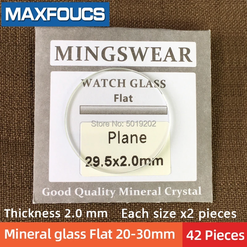 

42pcs Flat 2.0mm Thick Watch Crystals Round Clear 20mm-30mm Mineral Glass Replacement 21mm 22mm 23mm 24mm 25mm 26mm 27mm 28mm