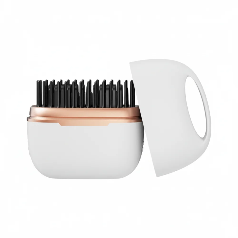 2 in 1 Mini Hair Straightener Portable Anti-Scald Shell Cordless Hair Straightener Comb Rechargeable Hair Styling Brush Hot Comb
