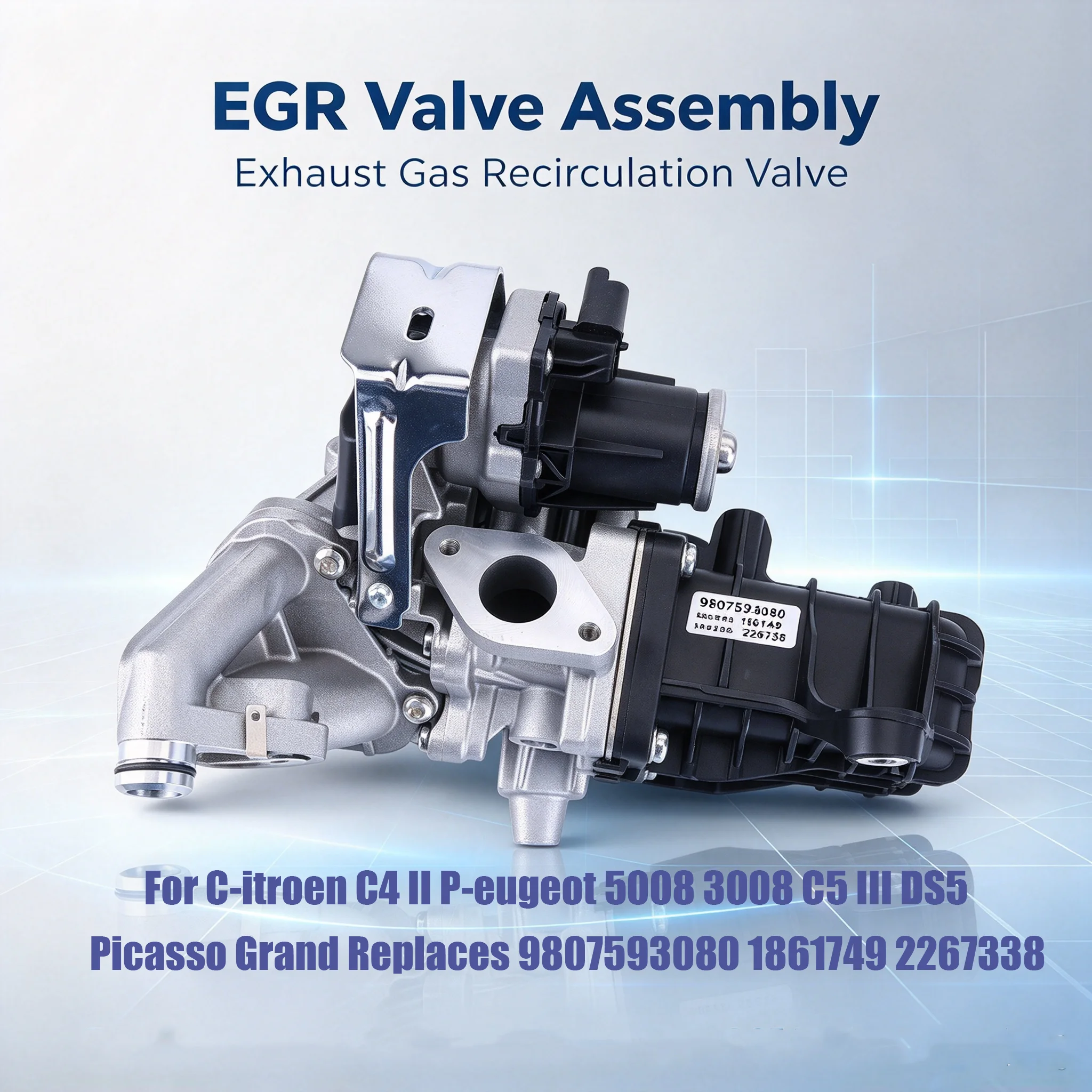 Image of EGR-Ventilbaugruppe Abgasrückführung Kompatibel für Citroën C4 II Peugeot 5008 3008 C5 III DS5 Picasso Grand Ersetzt 9807593080 1861749 2267338