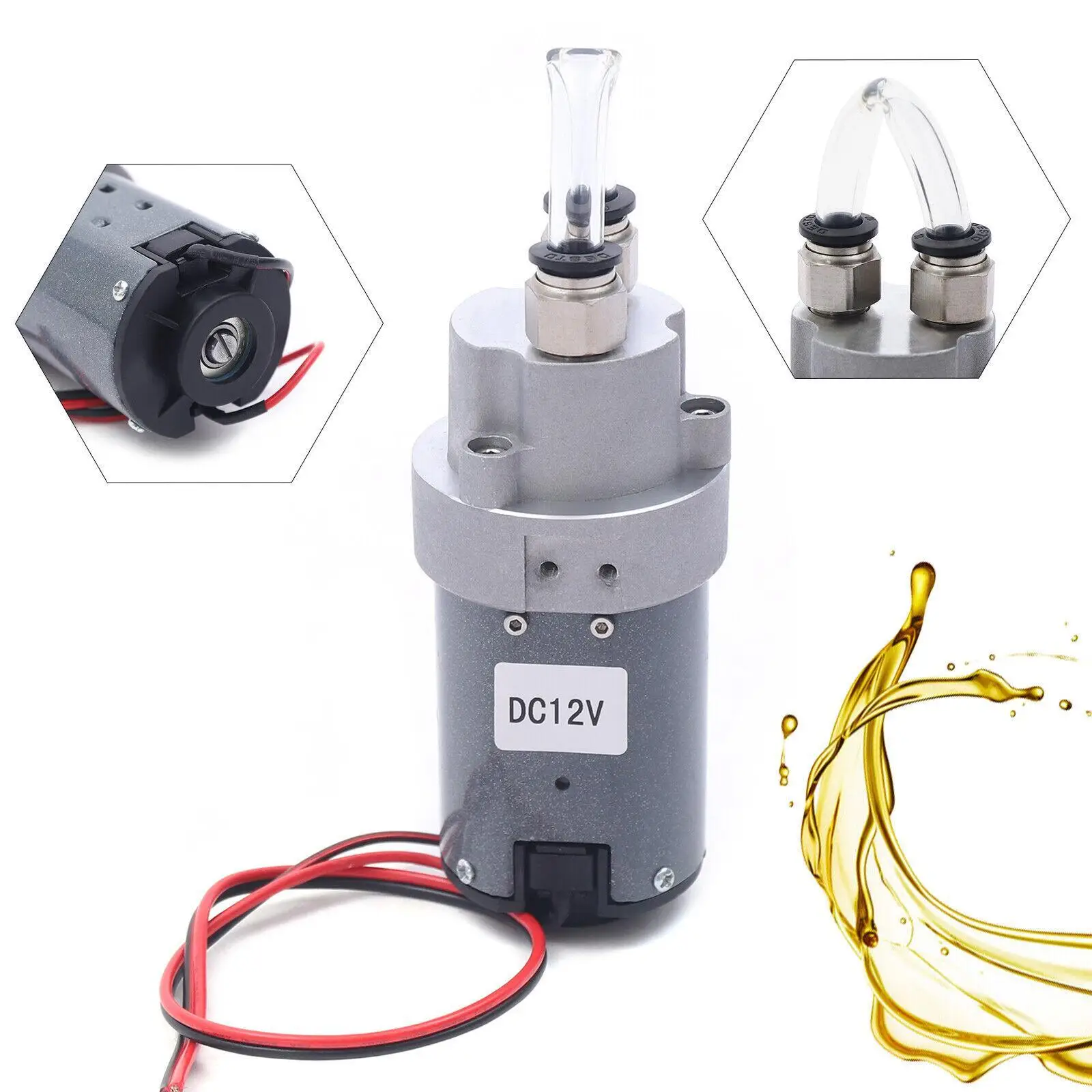 DC 12V Micro Gear Electric Oil Pump Waste Oil Self-Priming Transfer Pump 23W Suitable For Engine Oil Hydraulic Oil Low Viscosity