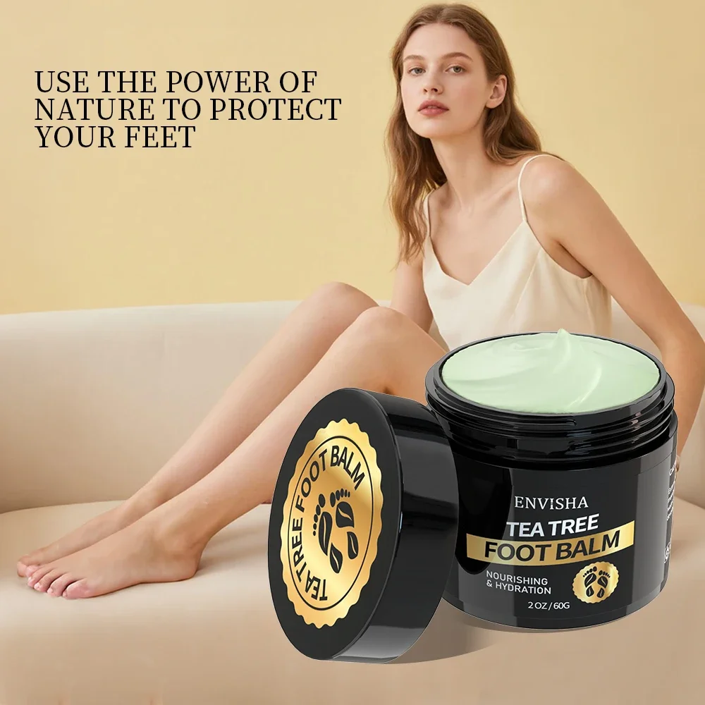 60g Teebaum-Fußpflegecreme, Maske für rissige Fersen, Hautglättung, intensive Feuchtigkeitspflege, Hornhautentferner, Reparatur, Anti-Trocknungs-Peeling – Detail 3