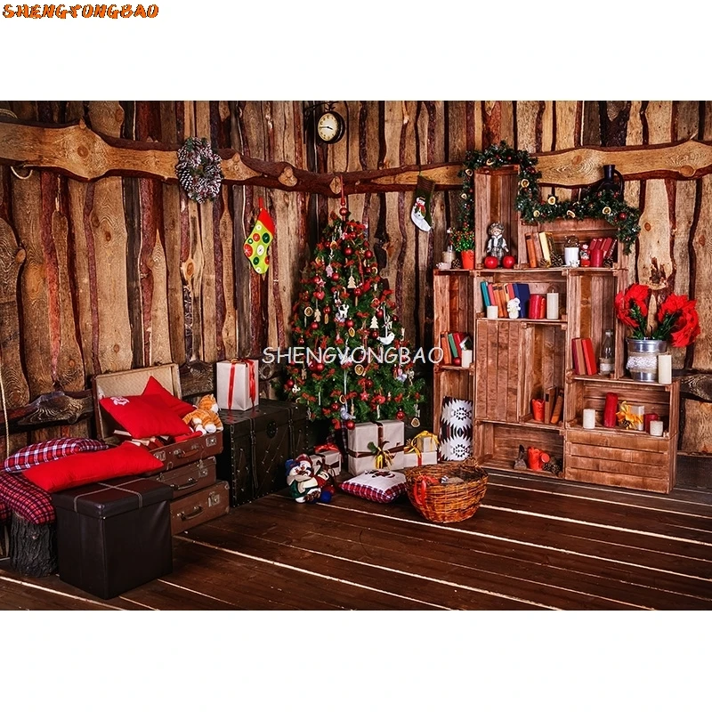 SHENGYONGBAO Christmas Photography Background Indoor Christmas Tree Baby Portrait Backdrops For Photo Studio Props  STL-01