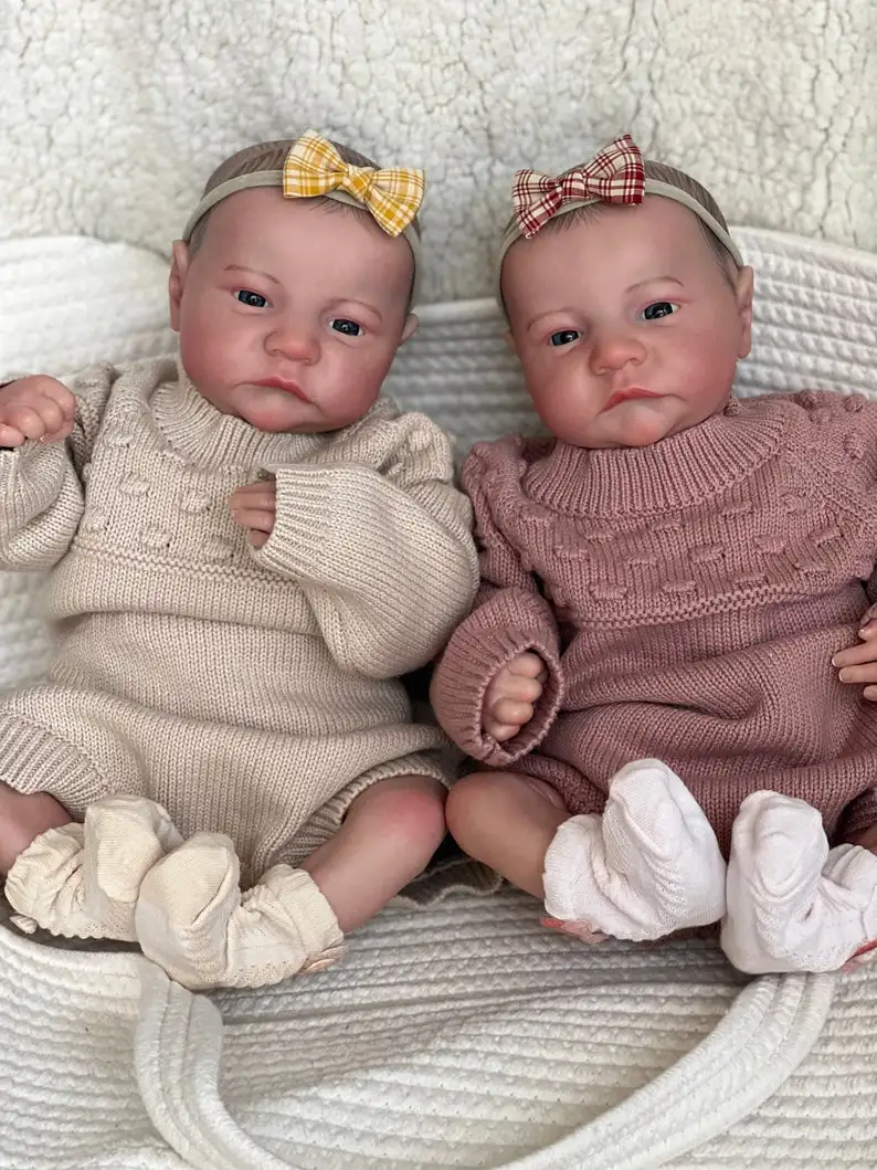 

NPK 19inch Awake Twins Reborn Baby Doll Levi Painted Finished 3D Skin Visible Veins Realistic Child Gift Collectible Toy