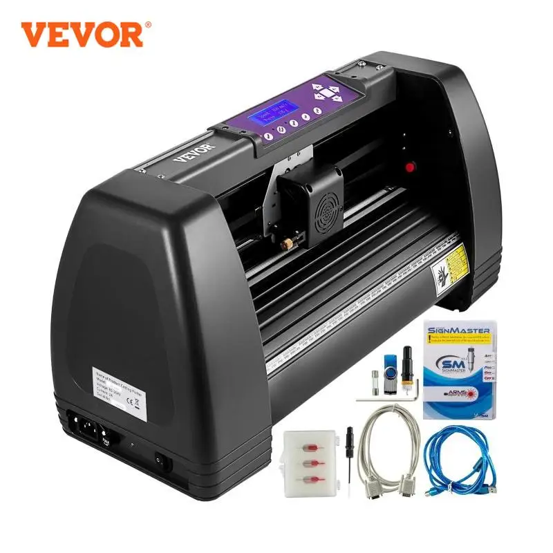 VEVOR 14 Inch Vinyl Cutter Machine 375mm Plotter Printer Signmaster Cutting Offline Digital LCD Display for Advertisements