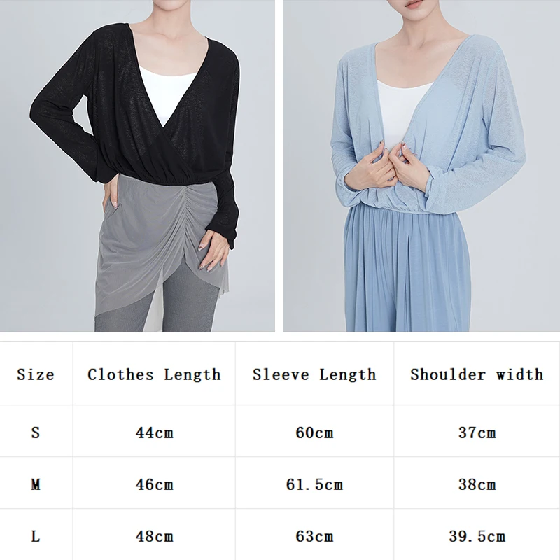 Top da donna classico per balletto, manica lunga, yoga, camicie di seta di bambù, pratica contemporanea, camicia di garza, costume da ballo per donna