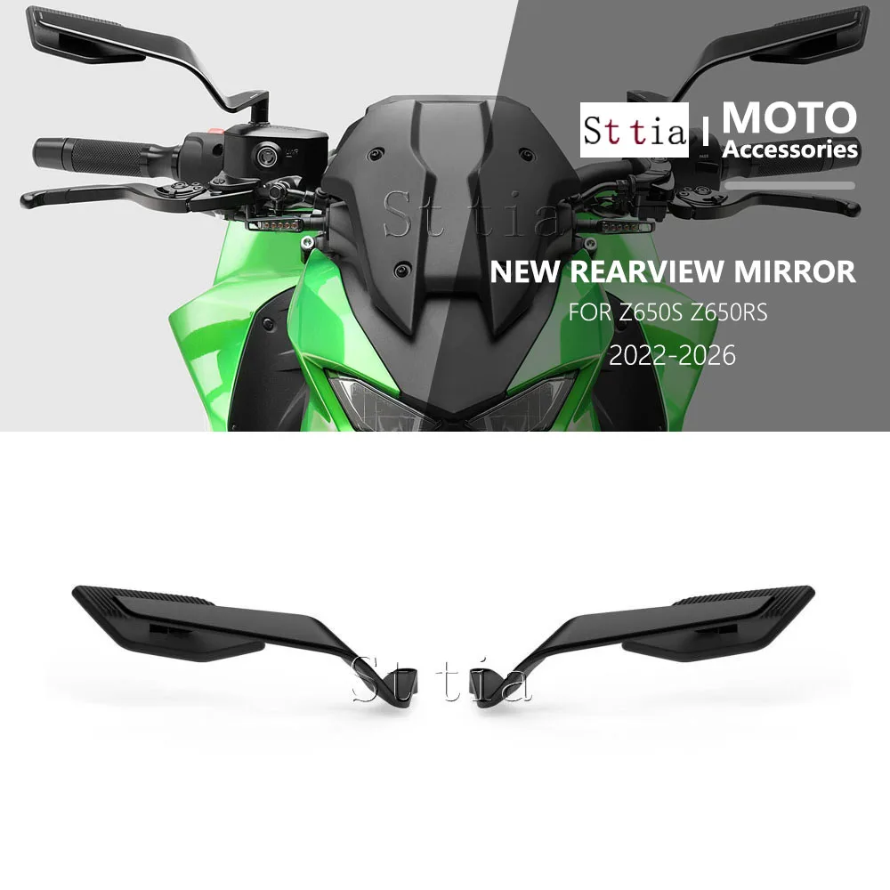 

Motorcycle Rearview Mirrors For Kawasaki Z650S Z 650S 2026 Z650RS Z650 RS 2022-2025 z650s Adjustable Aluminum Rear View Mirror