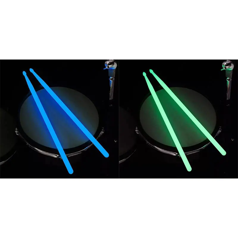 Juego de palitos de tambor luminosos 5A, baquetas fluorescentes que brillan en la oscuridad, 1 par