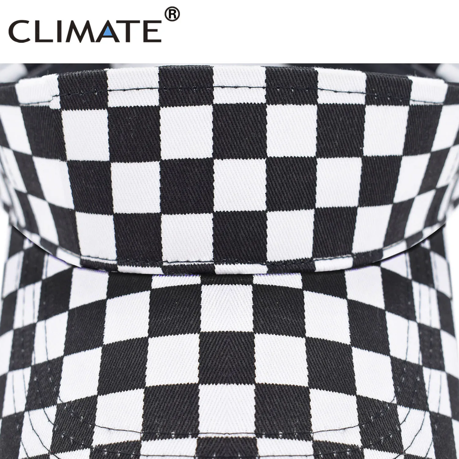 CLIMATE Black White Checks Sun Visor Hat Fashion Chessboard Checkerboard Summer Cap Cool Sun Hat Visors Man Woman Outdoor Caps