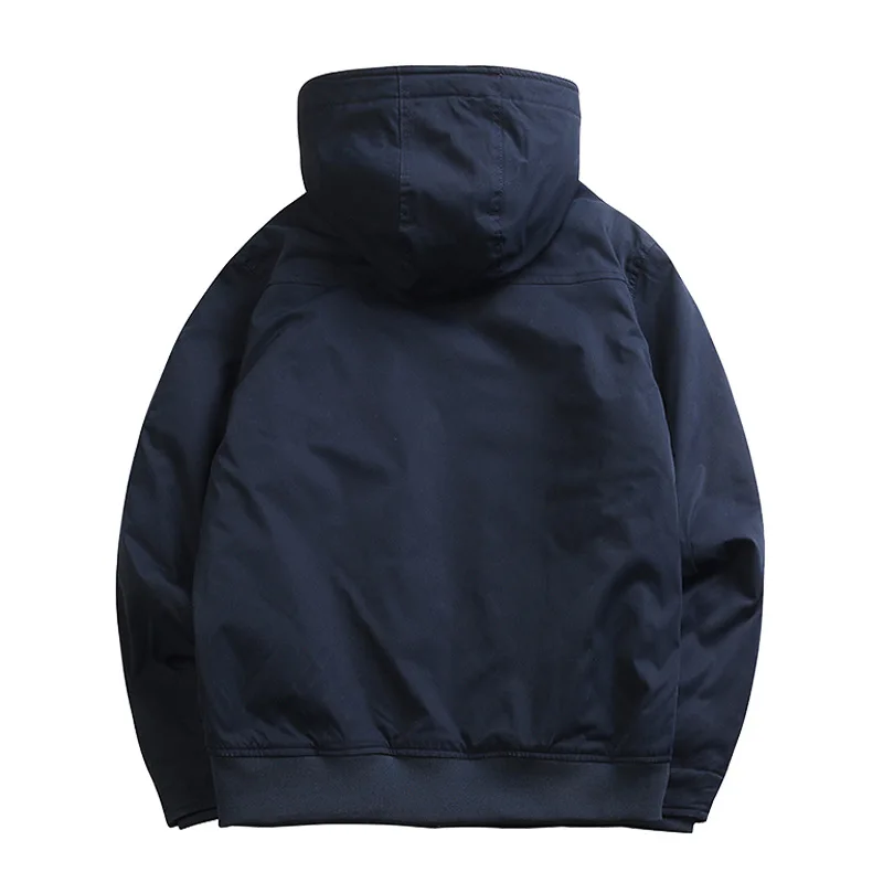 Autumn and Winter Mens Jacket Hooded Wash Fleece-lined Workwear Cotton-padded Jacket Lamb Fleece Coat Keep Warm Leisure Loose