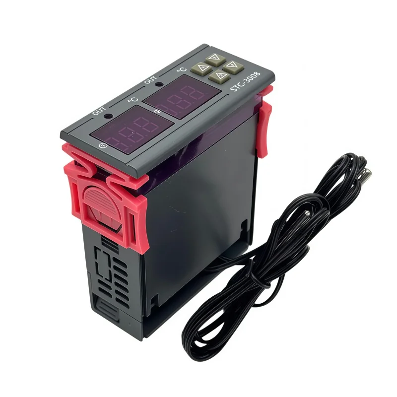 Dual Digital STC-3008 Temperature Controller Two Relay Output Thermostat Heater with Probe 12V 24V 220V Home Fridge Cool Heat
