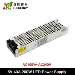 G-energy AC100-240V to 5V 40A 200W Wide Voltage LED Power Supply JPS200P(5.0V)