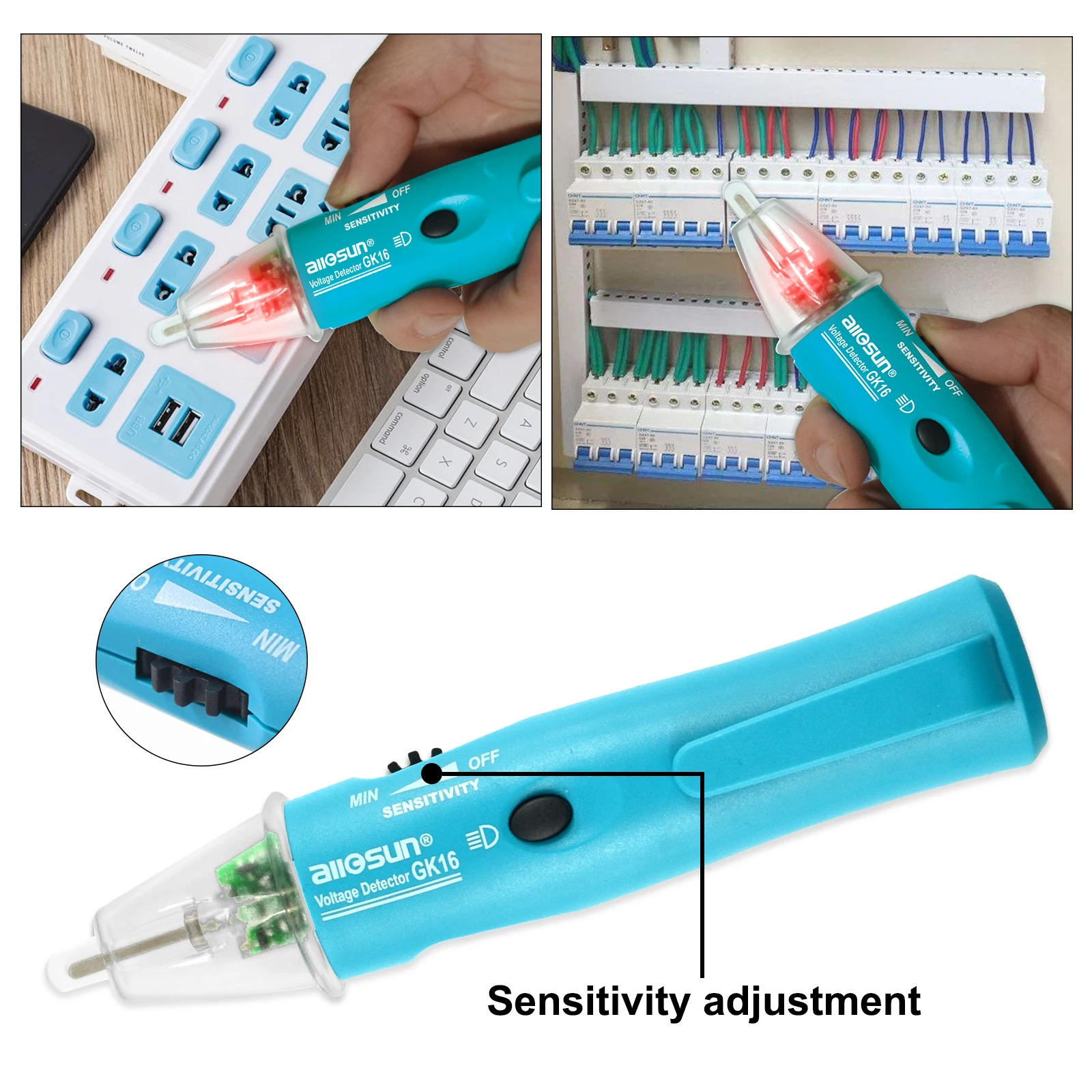ALL SUN GK16 Non Contact Voltage Tester 5V-1000V AC Voltage Detector Pen Circuit Tester Electric Indicator Tool with Flashlight