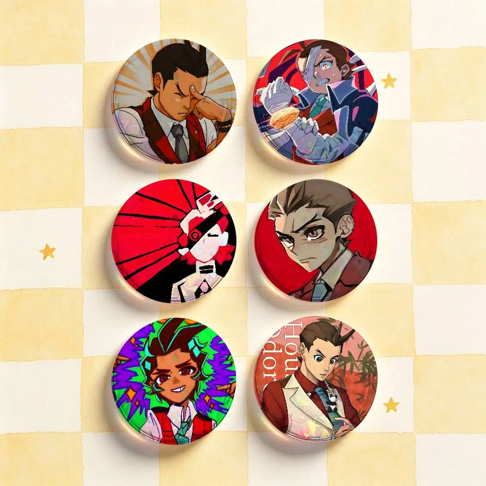 A-Ace Attorney A-Apollo Justice Badges 25 32 44 58 75 mm Round Customizable Wholesale Fan goods Self-made fan freebies