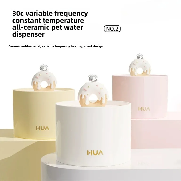 

USB Donut Ceramic Thermostatic Automatic Pet Feeder Cat Water Fountain Filters Cat Water Drinker Water Dispenser Cat Accessories