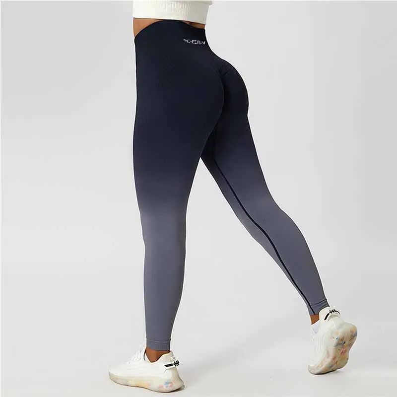 Pchee Bum Women Leggings Gradient Seamless Yoga Pants Gym Running Workout Tight Pants High Waist Butt Lifting Wear Fitness Pants