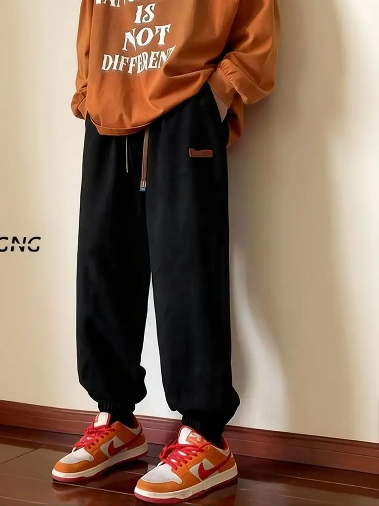 

Мужские винтажные джоггеры Y2K свободного кроя – повседневные весенние спортивные брюки с завязками на талии, эффектом потертости, длиной до щиколотки, свободные, в стиле багги