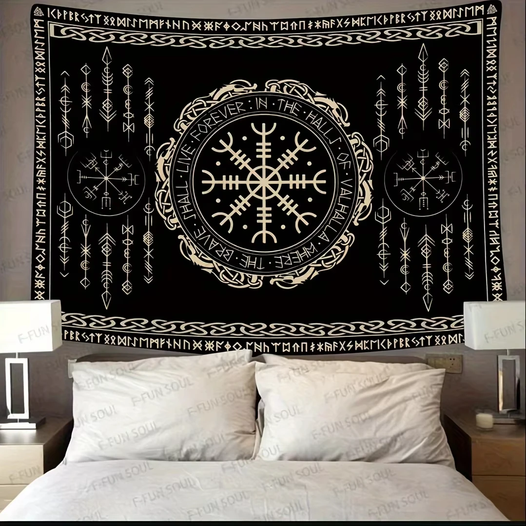 Scandinavian Rune Energy Field Tapestry Celtic Living Room B&B Cafe Decoration Viking Mythology Art Backdrop