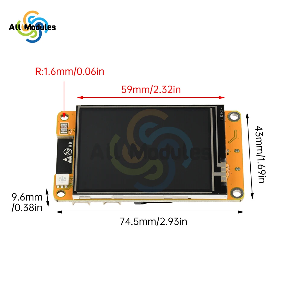 ESP32 2.4-inch 240 * 320 Capacitive Touch Display Type C WiFi BT Development Board Smart Display Screen