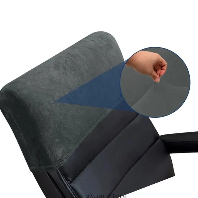 3XUF Bürostuhl-Kopfstützenbezug, weicher Plüsch-Stretch-Schonbezug für rechteckige Kopfstützen mit einer Breite von 40–50 für – Detail 8