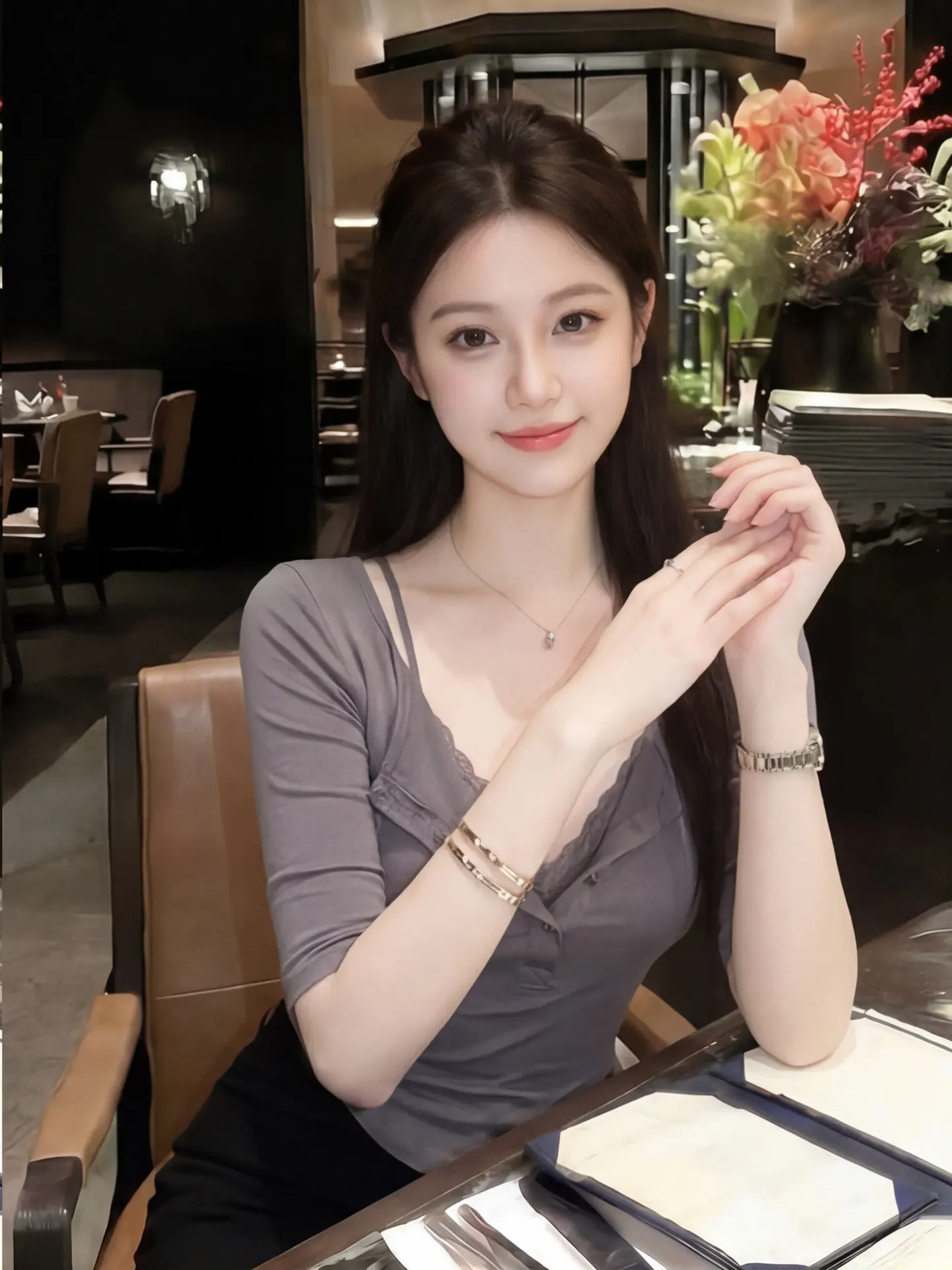 Korean Style Slim Fit Five-Quarter Sleeve T-Shirt Lace Splicing Two-Piece Set Summer Design Women's Fashion Commute Style Pol...