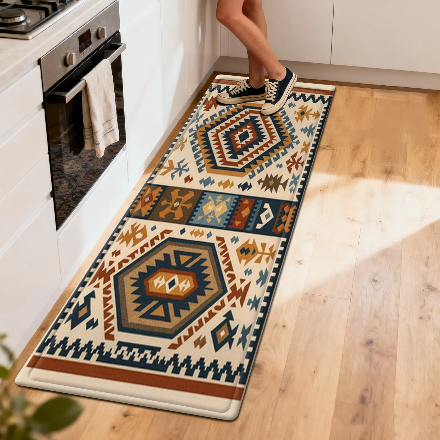 Commercial Kitchen Mats Anti Fatigue - Boho Aztek Geometrik Yolluk Halı, Tribal