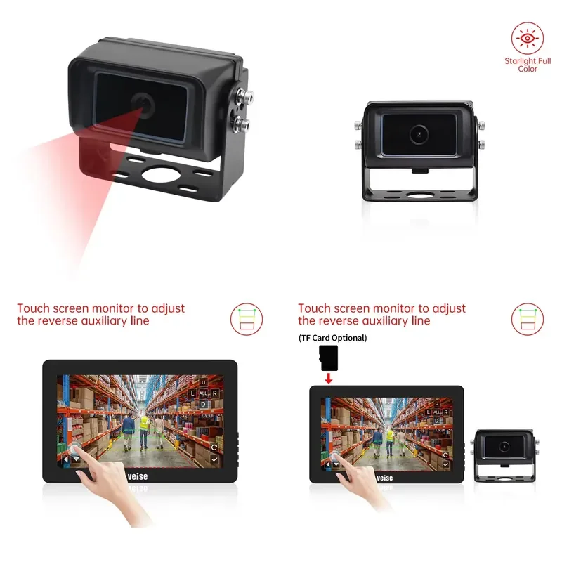 10.1-Inch IPS HD Touch Screen DVR Quad View 4-Way Rear Blind Spot Detection For Trucks Vehicle Reverse Aid