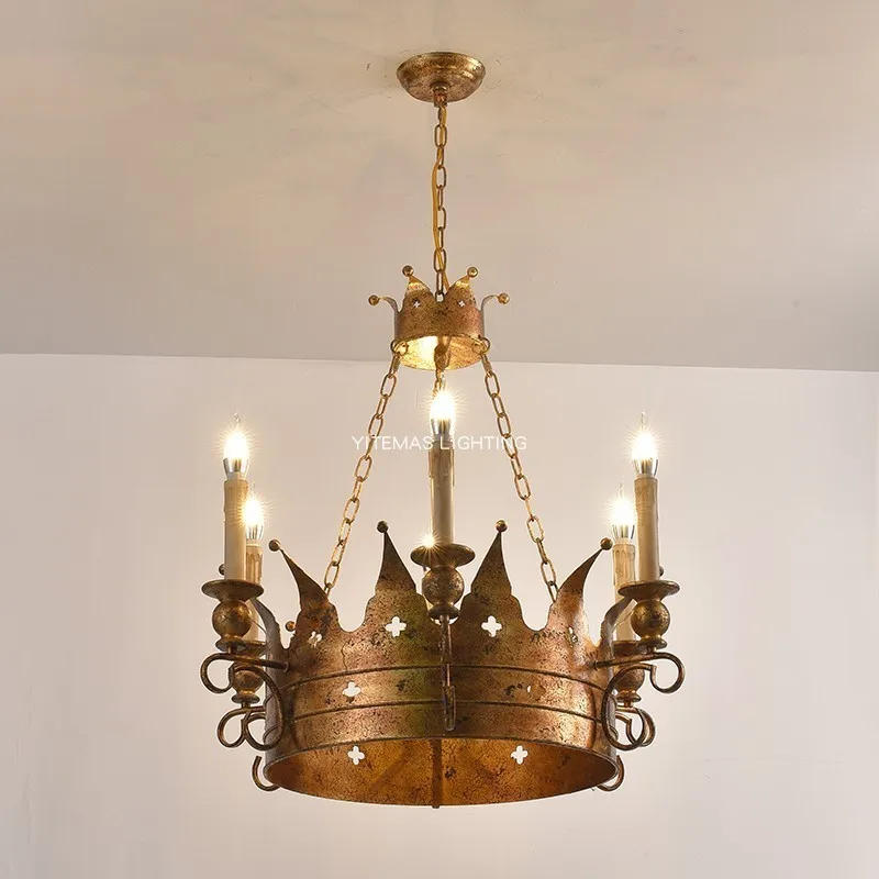 

Foreign Trade Export American Retro Chandelier Old Antique Lamp Personality Crown Chandelier Princess Room Decoration Lamps