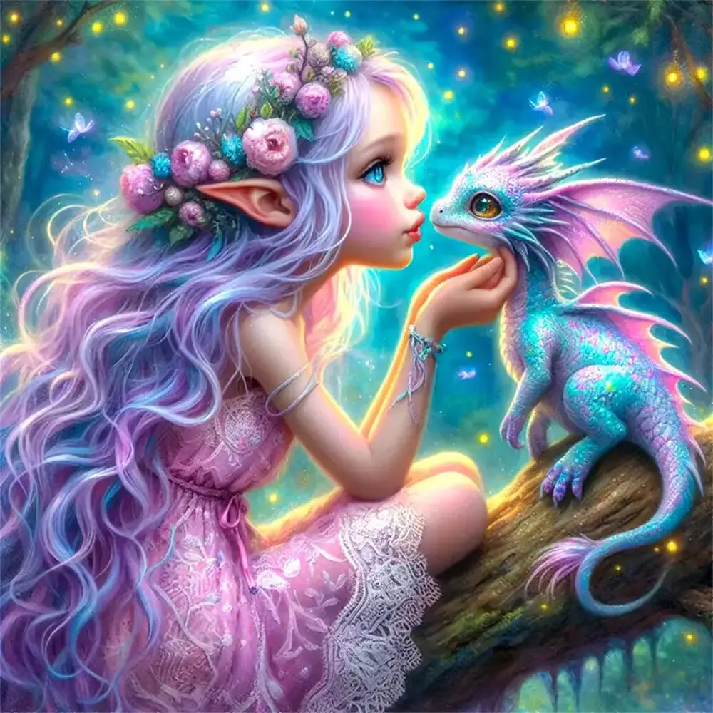 

Jigsaw Puzzles Girl and Dragon Pattern Puzzle Stress Relief Entertainment Toys Landscape Puzzles Christmas Gift
